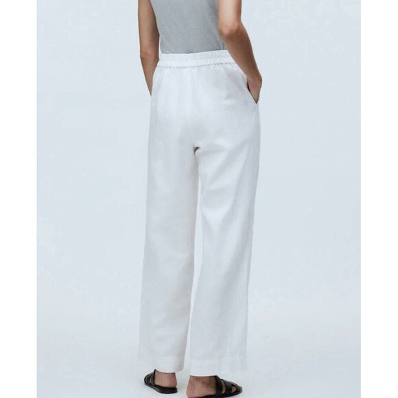 MADEWELL Pull-On Straight Crop Linen Blend White Pants Women's SIZE 8 NWT - Picture 2 of 12
